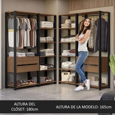 ROPERO MODULADO ABIERTO VALENCIA 358 CM 04 - MARRÓN/NEGRO - 5