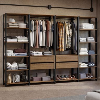 ROPERO MADESA MODULADO ABIERTO VALENCIA 258 CM 1 NEGRO - 2