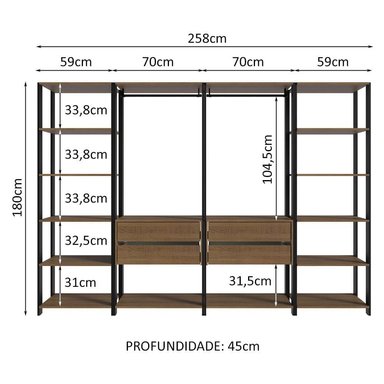 ROPERO MADESA MODULADO ABIERTO VALENCIA 258 CM 1 NEGRO - 3