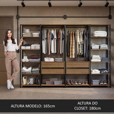 ROPERO MADESA MODULADO ABIERTO VALENCIA 258 CM 1 NEGRO - 5