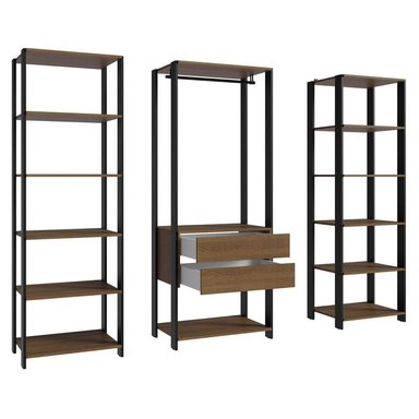 ROPERO MODULADO ABIERTO VALENCIA 188 CM 01 - MARRÓN/NEGRO - 4