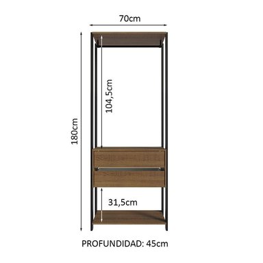 ROPERO MADESA VALENCIA 70 CM NEGRO MARRON - 3