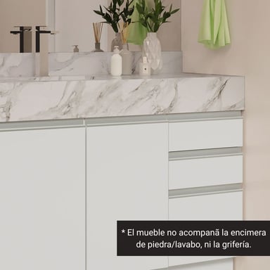 GABINETE MADESA BLANCO BAÑO 2 PUERTAS 3 CAJONES 120 CM - 7