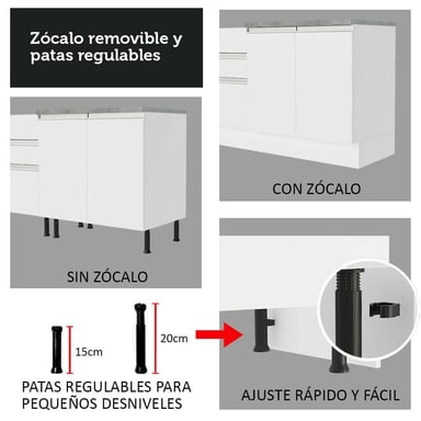 GABINETE MADESA BLANCO BAÑO 2 PUERTAS 3 CAJONES 120 CM - 10