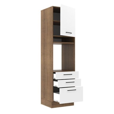 MUEBLE DE COCINA MADESA 3 CAJONES TORRE PARA HORNOS 1 PUERTA Y AGATA 60 CM MARRÓN/BLANCO - 4