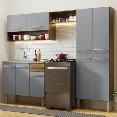 MUEBLE DE COCINA MADESA GREM229010F9 INTEGRAL EMILLY 229 CM CON LAVADERO 10 MARRÓN/GRIS - 2
