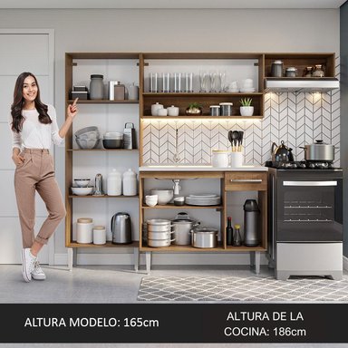 MUEBLE DE COCINA MADESA GREM229012F9 INTEGRAL EMILLY 229 CM CON LAVADERO 12 MARRÓN/GRIS - 5