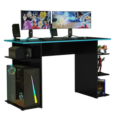 ESCRITORIO GAMER MODERNO PARA PC Y CONSOLA 9424 - NEGRO/AZUL - 5