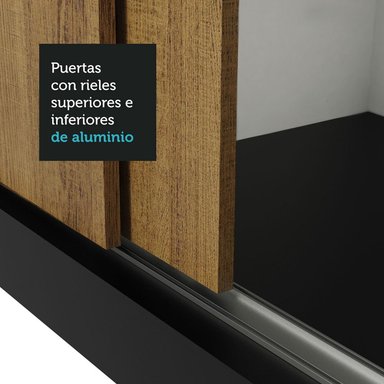 ROPERO MONACO 3 PUERTAS CORREDIZAS - NEGRO/MARRÓN - 6