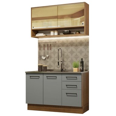 MUEBLE DE COCINA INTEGRAL AGATA 120 CM 02 - MARRÓN/GRIS - 1
