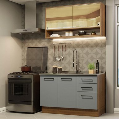 MUEBLE DE COCINA INTEGRAL AGATA 120 CM 02 - MARRÓN/GRIS - 2