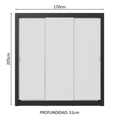 ROPERO NOBRE 3 PUERTAS CORREDIZAS NEGRO/BLANCO - 3