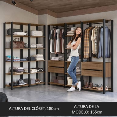 ROPERO MODULADO ABIERTO VALENCIA 417 CM 01 MARRÓN/NEGRO - 3