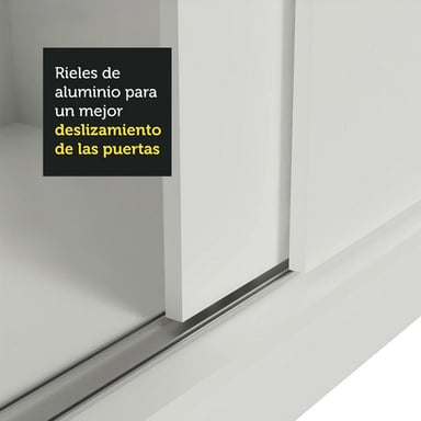 ROPERO MAX MADESA 2 PUERTAS CORREDIZAS 1 ESPEJO BLANCO - 8
