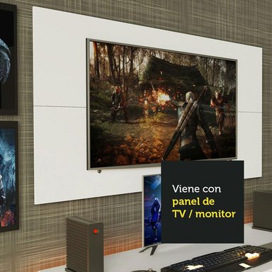 ESCRITORIO GAMER MODERNO MADESA + PANEL PARA TV HASTA 50 PULGADAS BLANCO - 4