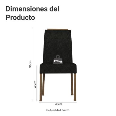 KIT 2 SILLAS DE COMEDOR MADESA 4255 - MARRÓN/NEGRO - 3