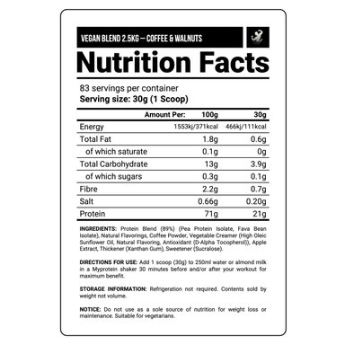 PROTEÍNA MYPROTEIN VEGANA VEGAN PROTEIN BLEND 2.5 KG COFFEE Y WALNUT - 3