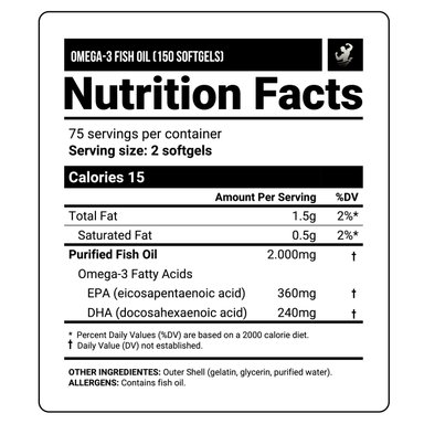 PACK | OMEGA-3 FISH OIL 150 CAPS + CREATINA MONOHIDRATADA 300 GR NUTRABIO - 3