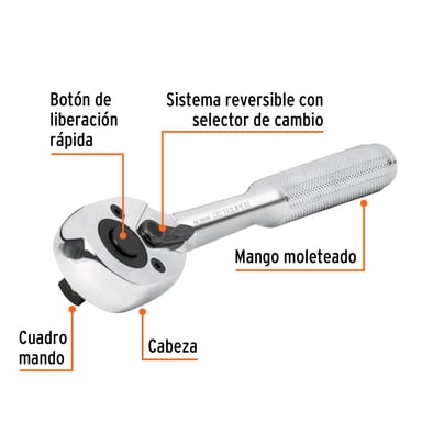 CUADRO TRUPER CF-13659 RATCHET 3/8' CABEZA DE PERA DE LIBERACIÓN RÁPIDA - 3