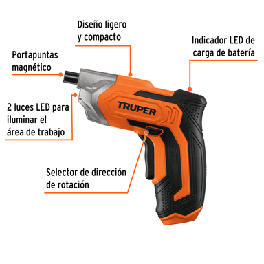 DESTORNILLADOR ATORNILLADOR INALAMBRICO PROFESIONAL 3.6V TRUPER - 2