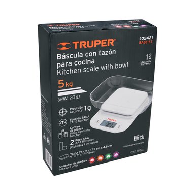 BALANZA TRUPER DIGITAL COCINA PLATO ABS CF-102421 5 KG - 4