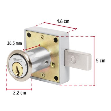 CHAPA CERRADURA HERMEX CF-43559 PLATEADO PARA MUEBLE MODELO 25 CROMO - 2