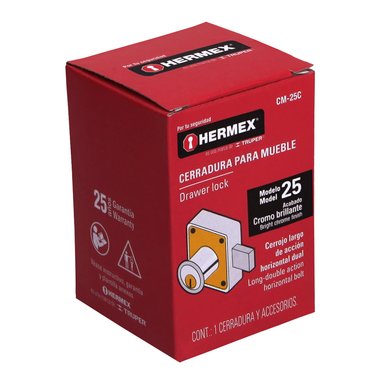 CHAPA CERRADURA HERMEX CF-43559 PLATEADO PARA MUEBLE MODELO 25 CROMO - 6