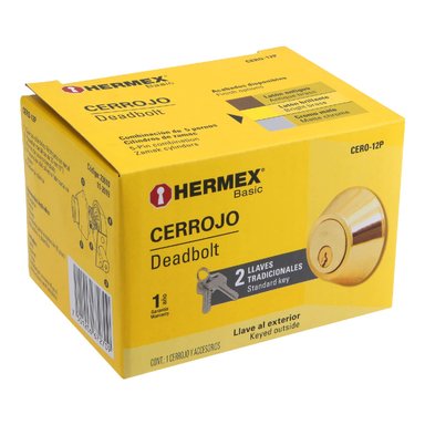 CHAPA CERROJO HERMEX CF-23610 DORADO CILINDRICO LATON BRILLANTE - 6