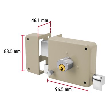 CHAPA CERRADURA HERMEX CS-75I BEIGE DE SOBREPONER IZQUIERDA - 2