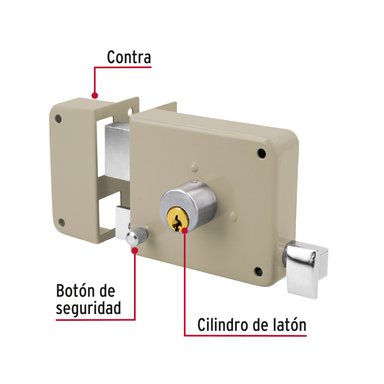 CHAPA CERRADURA HERMEX CS-75I BEIGE DE SOBREPONER IZQUIERDA - 3
