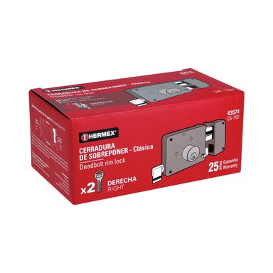 CHAPA CERRADURA DE SOBREPONER DERECHA CLÁSICA HERMEX - 5