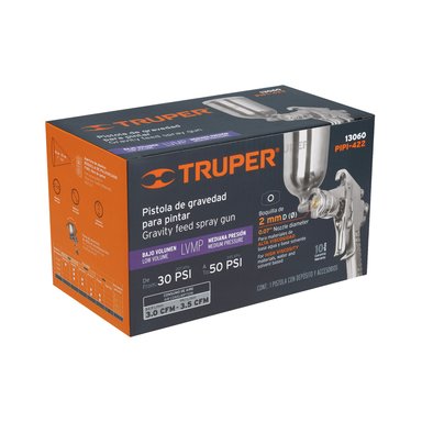 PISTOLA PINTAR TRUPER 13060 0.4L GRAVEDAD LVMP VASO ALUMINIO BOQ 2.0 MM - 6
