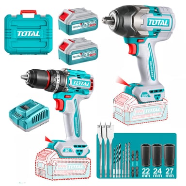 TALADRO PERCUTOR 96NM + LLAVE DE IMPACTO 850NM 20V TOTAL - 1