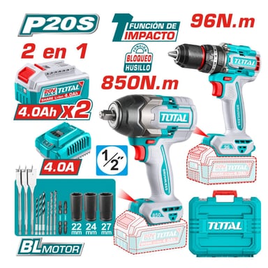 TALADRO PERCUTOR 96NM + LLAVE DE IMPACTO 850NM 20V TOTAL - 2