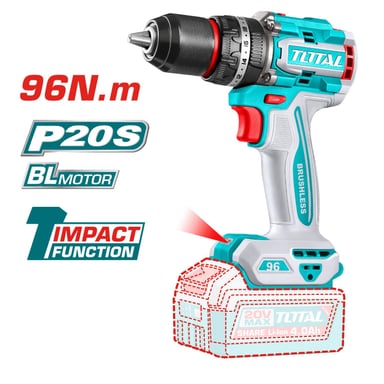 TALADRO PERCUTOR 96NM + LLAVE DE IMPACTO 850NM 20V TOTAL - 4