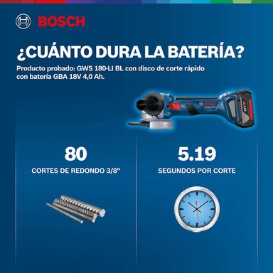 AMOLADORA ANGULAR 18V GWS 180 LI + 1BAT + 1CARG BOSCH - 8