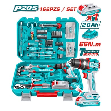 TALADRO PERCUTOR 66NM 20V + 166 HERRAMIENTAS TOTAL - 5