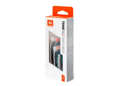 AUDÍFONOS JBL IN-EAR TUNE 110 PURE BASS CON MICRÓFONO INCORPORADO Y CONECTOR 3.5MM COLOR BLANCO - 1