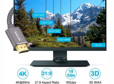 CABLE HDMI NETCOM 2.0 10 METROS ULTRA HD 3D 4K 60HZ 2160P ENMALLADO SANTOFA ELECTRONICS - 6