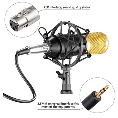 MICRÓFONO CONDESADOR BM800 PROFESIONAL ESTUDIO DE GRABACIÓN PC DORADO SANTOFA ELECTRONICS - 3