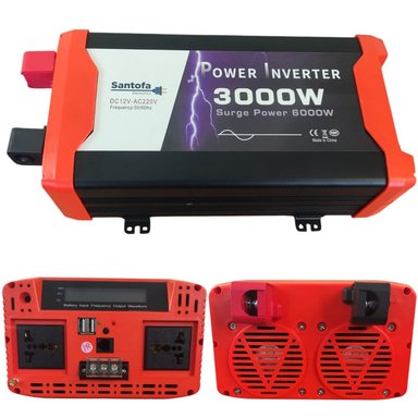 INVERSOR DE CORRIENTE 12V A 220V 3000V 2USB 2SOCKETS ONDA PURA LCD SANTOFA ELECTRONICS S1785 - 6