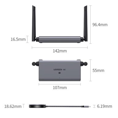 PARLANTE UGREEN EXTENDER HDMI VGA INALAMBRICO 50 METROS 60HZ 4K 5GHZ SANTOFA ELECTRONICS - 3