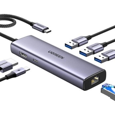UGREEN 15598 REVODOK HUB USB-C 6 EN 1 100W HDMI 4K RJ45 1000MBPS SANTOFA ELECTRONICS S1940 - 1