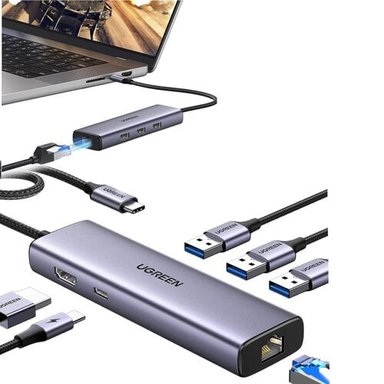 UGREEN 15598 REVODOK HUB USB-C 6 EN 1 100W HDMI 4K RJ45 1000MBPS SANTOFA ELECTRONICS S1940 - 2
