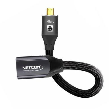CABLE ADAPTADOR CONVERTIDOR MICRO HDMI A HDMI HEMBRA 8K 60HZ NETCOM 4K 120HZ ALTA VELOCIDAD 48GBPS SANTOFA ELECTRONICS S2059 - 1