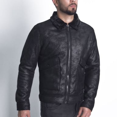 CASACA ECOCUERO TEXTURIZADO PERFECT FIT ESTILO BIKER SG - 1