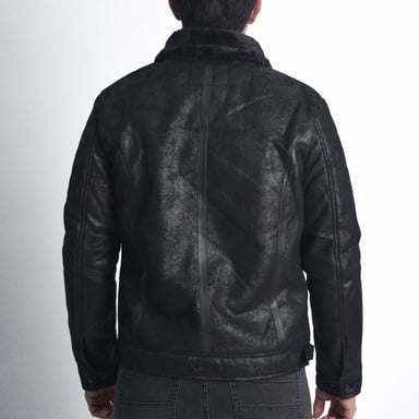 CASACA ECOCUERO CRAQUELADO CUELLO CONVERTIBLE PERFECT FIT ESTILO BIKER SG - 4
