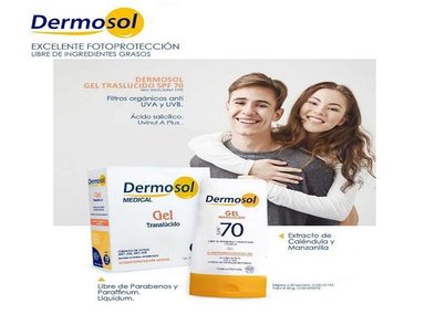 FOTOPROTECTOR SOLAR GEL ROSTRO Y CUELLO 3 UNIDADES 70 SPF DERMOSOL - 2