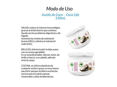 ACEITE COCO 120ML COCO LIFE 2 UNIDADES - 2