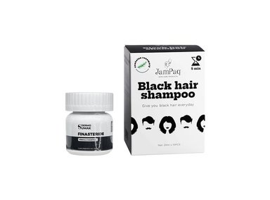 TRATAMIENTO CAPILAR FINASTERIDE 1MG X 60 CÁPSULAS + SHAMPOO CUBRE CANAS NEGRO JAMPAQ - 1